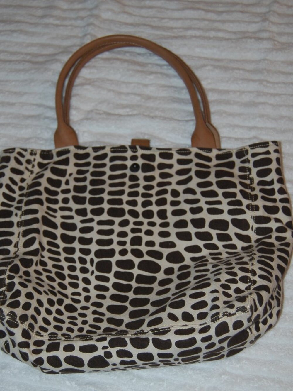 AFAR Safari Tote 16" X 13" Cotton Tote With Leather Handles and Accents